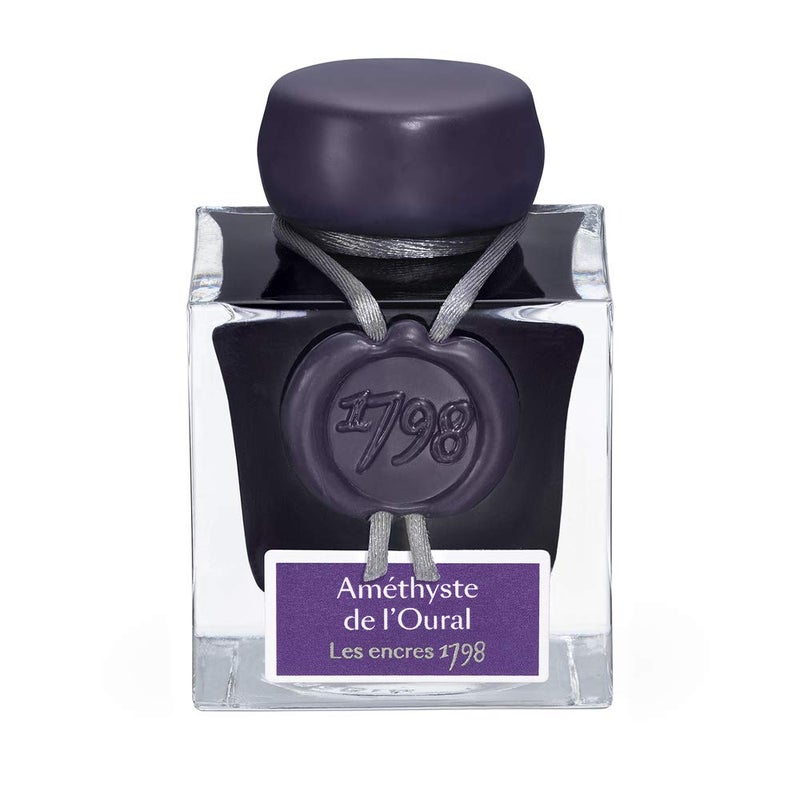 Jacques Herbin J. Herbin 1798 Anniversary Inks - Silver Sheen 50 ml Bottled - Amethyste de L'Oural (Rich Deep Purple Ink) - Image 1